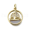 Brass Micro Pave Clear Cubic Zirconia Pendants KK-V010-20G-1