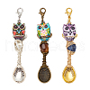 Natural Quartz Crystal & Tiger Eye & Sodalite & Alloy Enamel Pendant Decoration HJEW-NB00178-1