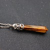 Natural Tiger Eye Faceted Bullet Point Pendant Necklaces FS-WG32EE9-06-1
