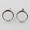 Tibetan Style Alloy Flat Round Pendant Cabochon Settings TIBEP-M022-48AS-2