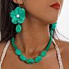 Flower Bohemian Style Acrylic with CCB Plastic Pendant Necklace & Dangle Earring FS-WGA3A51-01-1