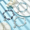 Natural Mixed Gemstone Chips Beaded Stretch Bracelets Set BJEW-TA00361-5