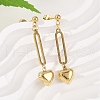 304 Stainless Steel Heart Dangle Stud Earrings EJEW-V004-01G-2