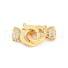 Brass Micro Pave Clear Cubic Zirconia Fold Oval Clasps KK-P302-10G-1