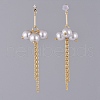 Eco-Friendly Glass Pearl Dangle Stud Earrings EJEW-JE03813-03-4