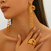 Vintage Alloy Hollowed-out Conch Shape Ring & Tassel Earrings Sets for Women CY8500-3