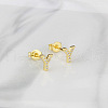 Brass Clear Cubic Zirconia Stud Earrings WGC2A80-25-1