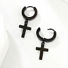 Hip-hop Style Stainless Steel Cross Pendant Hoop Earring for Women UB5113-3