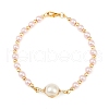 4Pcs 4 Colors Glass Pearl Round Beaded Link Bracelets for Women BJEW-JB11975-3
