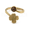 304 Stainless Steel with Natural Tiger Eye Ring RJEW-Z031-01E-02-2