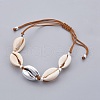 Cowrie Shell Beads Braided Bead Bracelets BJEW-JB04042-2