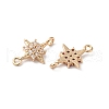 Brass Pave Glass Connector Charms KK-C062-002G-2