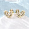 Heart Brass Micro Pave Clear Cubic Zirconia Cuff Earrings EJEW-H158-21G-1