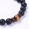 Natural Black Agate(Dyed) Bead Stretch Bracelets BJEW-JB04295-04-2