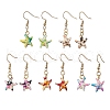 304 Stainless Steel Starfish Dangle Earrings EJEW-JE06444-2
