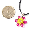 Glass Rhinestone & Glass Seed Beads Beaded Flower Pendant Necklaces NJEW-MZ00078-03-3