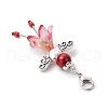6Pcs 6 Colors Fairy Alloy Beaded & Glass & Acrylic Beaded Pendant Decoration HJEW-JM03064-5