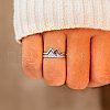 Fashionable 925 Sterling Silver Cubic Zirconia Adjustable Finger Rings FS-WG3B4E0-01-3