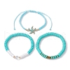 3Pcs 3 Styles Synthetic Moonstone & Hematite Starfish Stretch Bracelets Set BJEW-JB10033-4
