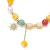 Natural Striped Agate Round Beaded Bracelets BJEW-JB11924-02-3