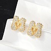Brass Micro Pave Cubic Zirconia Stud Earrings EJEW-Z091-04G-M-4