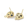 Brass Micro Pave Cubic Zirconia Stud Earring Findings KK-U075-01B-02G-2