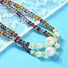 Plastic Imitation Pearl & Glass Round Beaded Long Necklaces for Women NJEW-A045-06-3