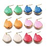 Shell Shape Brass Stud Earrings EJEW-G424-01G-4