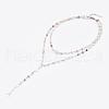 Natural Flower Amazonite Lariat Necklaces NJEW-JN01961-02-1