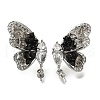 Brass Micro Pave Clear Cubic Zirconia & Quartz Stud Earring Findings KK-K388-17P-1