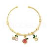 Brass Micro Pave Cubic Zirconia Friut Charm Bangles for Women BJEW-Z089-05G-4