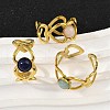 316 Stainless Steel with Natural Mixed Gemstone Cuff Rings RJEW-Z098-01G-01-2
