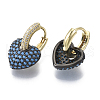 Brass Micro Pave Clear Cubic Zirconia Dangle Huggie Hoop Earrings KK-R137-018-NF-2