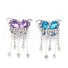 Butterfly Alloy Rhinestone Tassel Chain Dangle Beads OACR-N141-01-2