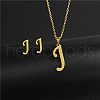 Golden Stainless Steel Initial Letter Jewelry Set IT6493-25-1