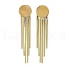 304 Stainless Steel Flat Round Tassel Stud Earrings EJEW-Q040-04G-2