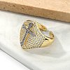 Brass Micro Pave Clear Cubic Zirconia Cuff Rings for Women RJEW-U041-05G-3
