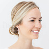 Teardrop with Leaf Brass Clear Cubic Zirconia Dangle Stud Earrings FS-WG5BC5A-02-2