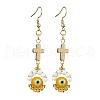 Handmade Seed Evil Eye & Cross Dangle Earrings EJEW-MZ00227-04-1