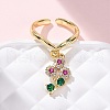 Brass Micro Pave Cubic Zirconia Open Cuff Rings for Women RJEW-U057-12A-G-2