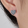 Sweet S925 Sterling Silver Black Agate Heart Stud Earrings AK6007-3