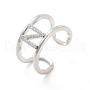 Clear Cubic Zirconia Initial Letter Open Cuff Ring RJEW-A012-01P-N-2