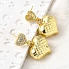 Textured Heart Brass Micro Pave Clear Cubic Zirconia Dangle Stud Earrings EJEW-Z099-02G-01-3
