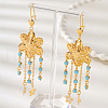 Elegant Brass Flower with Star Tassel Hoop Earrings PF9976-1-5