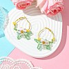 Woven Glass Flower Huggie Hoop Earring EJEW-MZ00235-05-2
