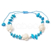 2Pcs 2 Styles Synthetic Turquoise & Natural Magnesite Braided Beaded Bracelets for Women BJEW-JB10202-3