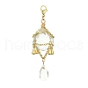 Brass Wrap Glass Teardrop Pendant Decorations HJEW-TA00071-1