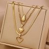 304 Stainless Steel Pendant 3 Layer Necklaces for Women FS-WG3B4D3-06-1