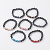 Natural Lava Rock and Natural/Synthetic Mixed Stone Beads Stretch Bracelets BJEW-E326-10-1