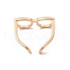 Brass Glasses Frame Open Cuff Ring for Women RJEW-F140-140KCG-2